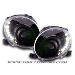 Gruppi ottici Angel eyes + Led Fiat 500 07 neri